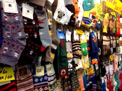 Socks were a popular theme of the shops that lined the streets of the night market